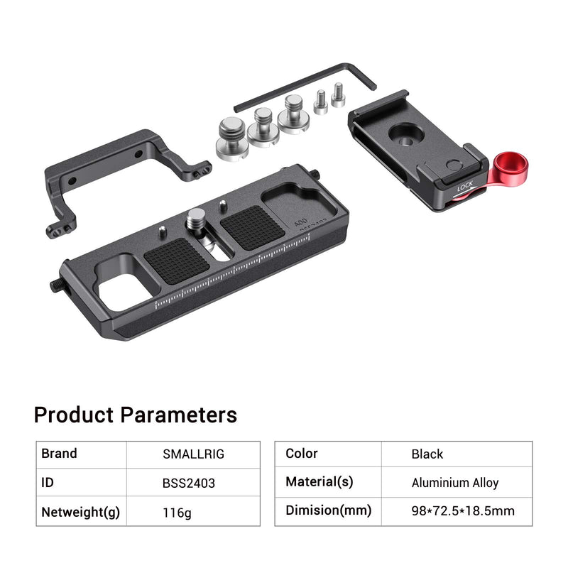 SMALLRIG Offset Plate Kit for BMPCC 4K and 6K Compatible with DJI Ronin S Zhiyun Crane 2 Moza Air 2 - BSS2403