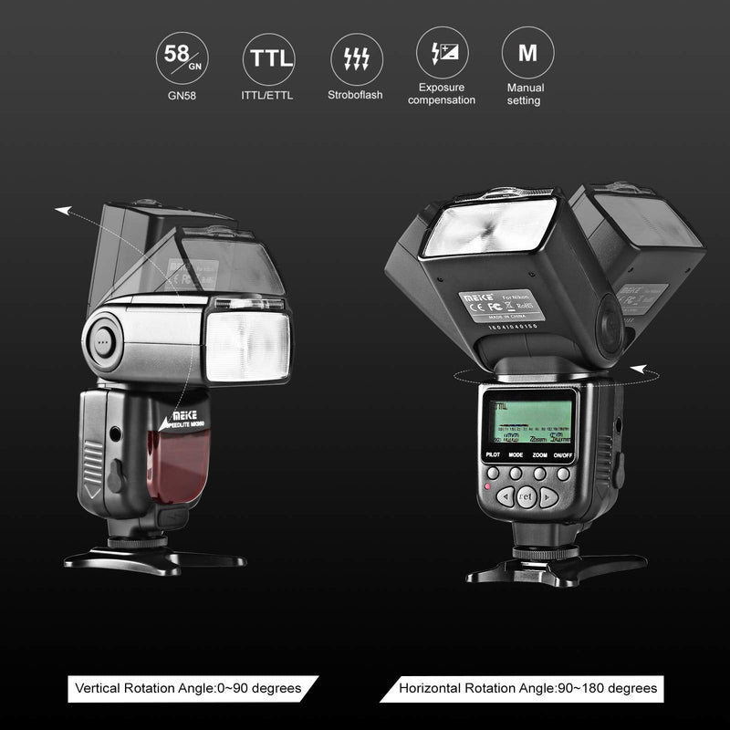 Meike MK950N TTL Camera Flash Speedlite Compatible with Nikon D5300 D7100 D7000 D5200 D5000 D3500 D3100 D3200 D600 D90 D80 Z6 Z7 etc