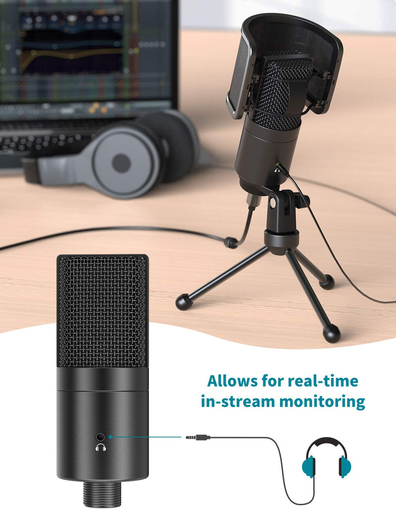 FIFINE Desktop USB Microphone with Pop Filter Computer Mic with Gain Control and Mute Button for Window/Mac ideal Podcast Microphone for YouTube, Recording, Live Stream, Zoom, Gaming, Conference-K683A