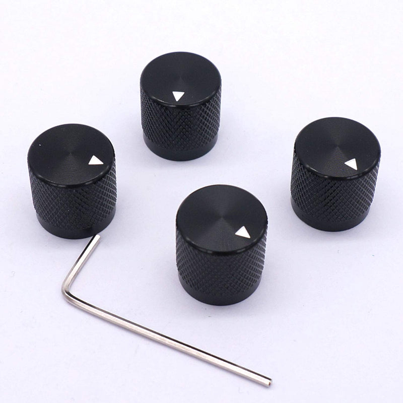 Taiss/ 4pcs Black Aluminum Rotary Electronic Control Potentiometer Knob for 6 mm Diameter Shaft , Volume Control Knob , Audio knob, Guitar Knob，Switch Knob, 17mm Dia. x 17mm Height