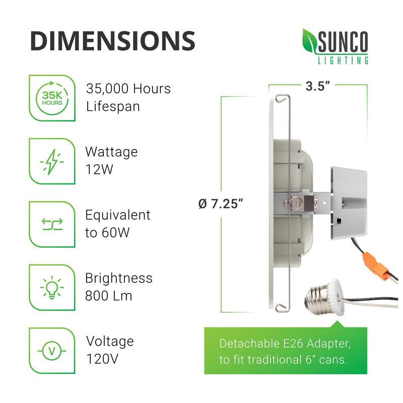 Sunco Lighting 5 Inch/6 Inch Gimbal LED Downlight, 12W=60W, 2700K Soft White, 800 LM, Dimmable, Adjustable Recessed Ceiling Fixture, Simple Retrofit Installation