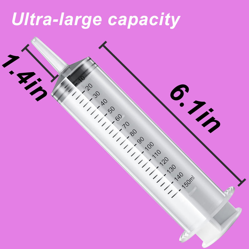2 Pack 150ml Large Syringes Big Syringes, Large Garden Syringe for Scientific Labs, Measuring, Watering, Refilling (150 ML) 150 ML