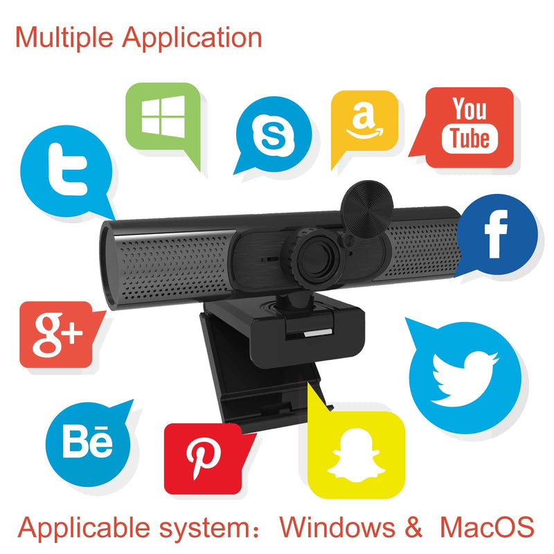 2K Webcam, Autofocus Dual Microphone Webcam with Privacy Cover, 2.0 USB Plug and Play Live Streaming Web Camera for Conferencing,Skype,Zoom
