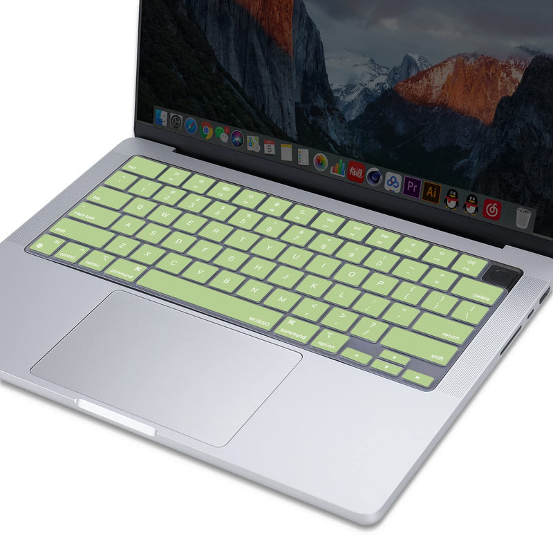 MOSISO Keyboard Cover Compatible with MacBook Pro 14 inch 2022 2021 M1 Pro/M1 Max A2442&Compatible with MacBook Pro 16 inch 2021 M1 Pro/M1 Max A2485,Protective Waterproof Silicone Skin, Avocado Green