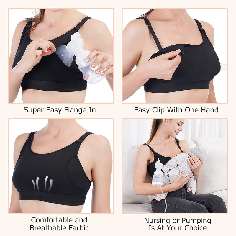 Hands Free Pumping Bra, Momcozy Adjustable Breast-Pumps Holding and Nursing Bra, Suitable for Breastfeeding-Pumps by Lansinoh, Philips Avent, Spectra, Evenflo and More(Black,X-Small) X-Small Black