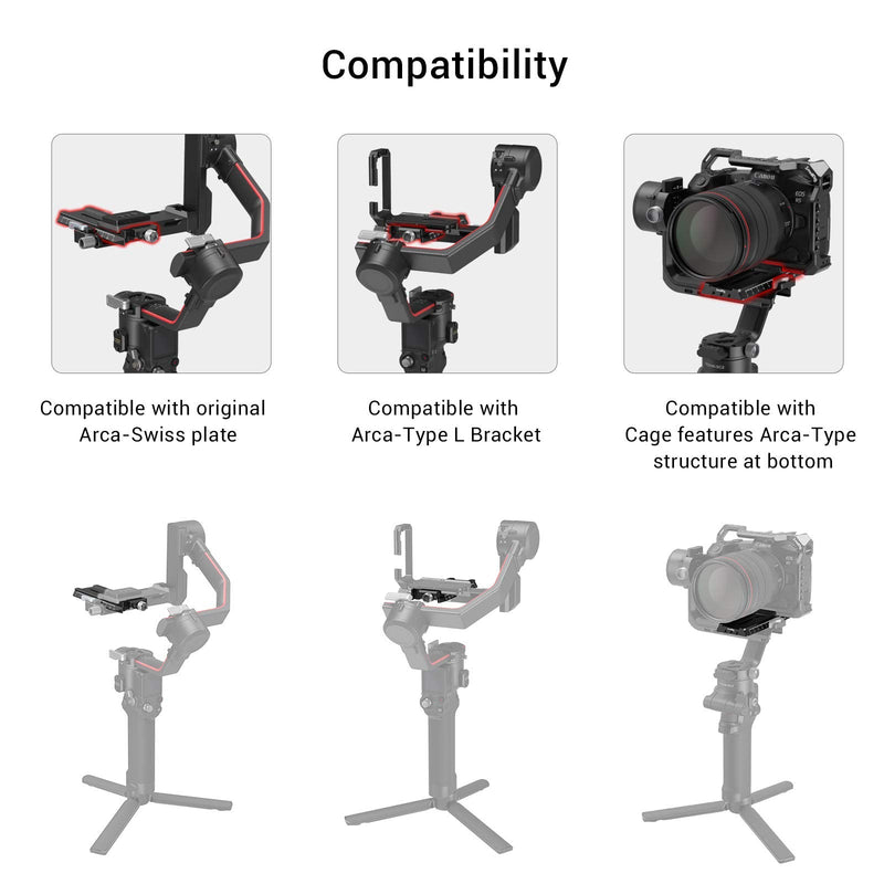 SMALLRIG Camera Quick Release Plate Adapter with Arca-Swiss for DJI RS 2 / RSC 2 (RS2 / RSC2) Gimbal - 3061