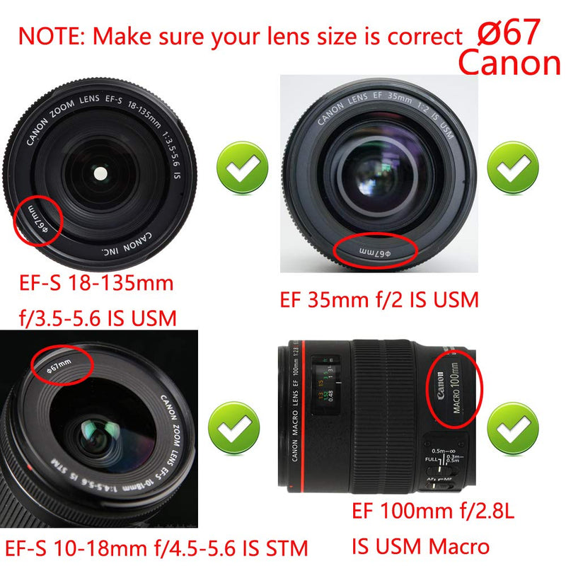 EF-S 18-135 Lens Cap (2 Pack) for Canon t8i t7 90d w/EF-S 18-135mm Lens, for Nikon d780 d750 w/ 18-105mm 16-85mm Lens (67mm)
