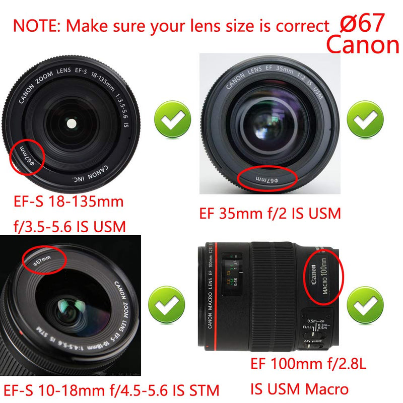 67mm-77mm Step Up Ring 67mm Lens to 77mm Filter (2 Pack), WH1916 Camera Lens Filter Adapter Ring Lens Converter Accessories