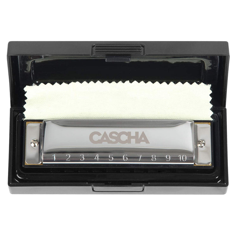 CASCHA Blues Harmonica D-Major Beginners & Advanced - high-quality 10-hole diatonic harmonica excellent sound - with high-quality copper reeds - practical case and cleaning cloth