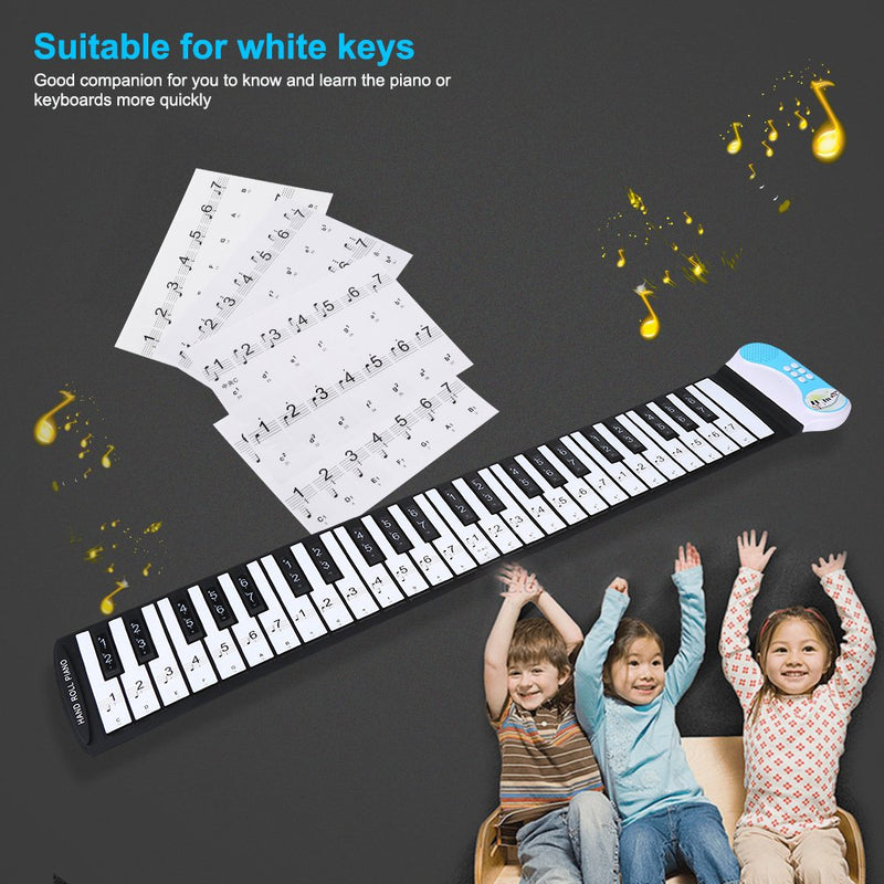 Alomejor Piano Stickers Piano Keyboard Music Note 88 Keys Removable Piano Key Tabs Stickers for White and Black Keys Transparent