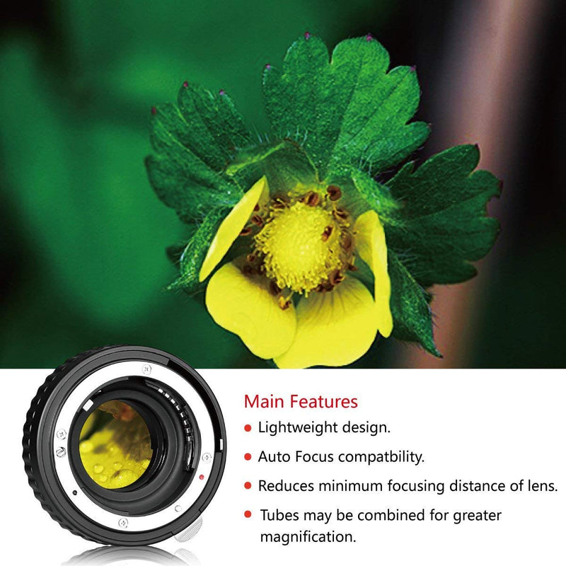 MEIKE MK-N-AF1-B Auto Focus Macro Extension Tube Set for Nikon DSLR Camera 10MM 20MM 36MM D80 D90 D300 D300SD800 D3100 D3200 D3400 D5000 D51000 D5200 D7000 D7100 etc (Bayonet and Body All Plastic