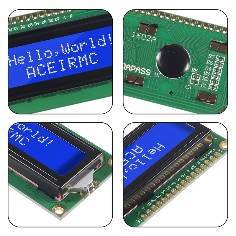 ACEIRMC 4pcs HD44780 IIC I2C 1602 LCD Display with IIC I2C TWI SPI Serial Interface Adapter 1602 LCD Display Blue Backlight for Arduino R3 Mega 2560