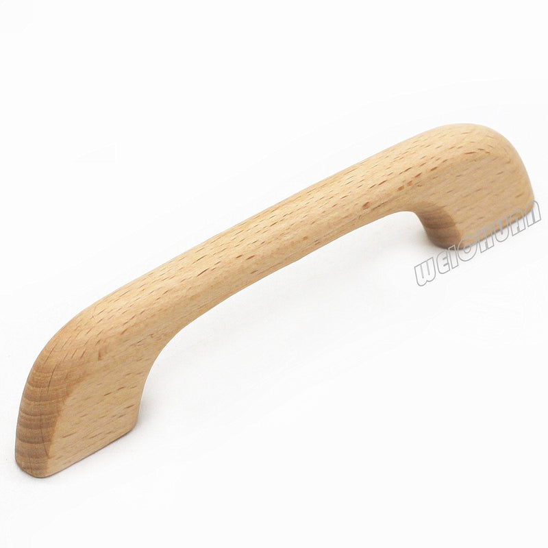 WEICHUAN 10PCS Wood Unfinished Drawer Knobs Pulls Handles - Kitchen Cabinets Furniture Dresser Wardrobe Cupboard Drawer Knobs Pulls Handles(Total Length: 5" Hole-to-Hole Distance: 4")