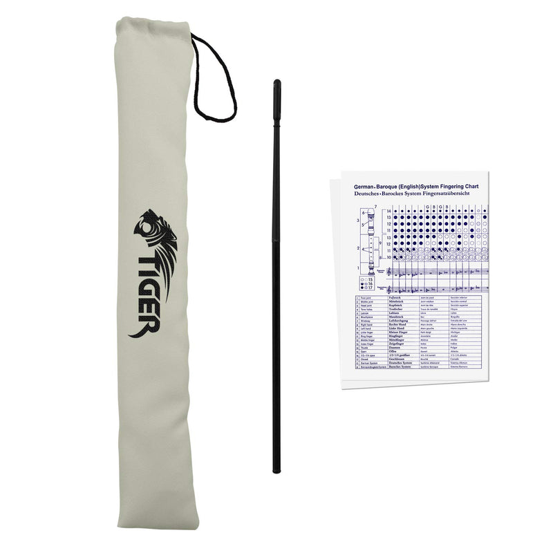 Tiger REC2-WH Descant Recorder – Three Piece School, Beginners Recorder with Bag and Cleaning Rod and Fingering Chart - White