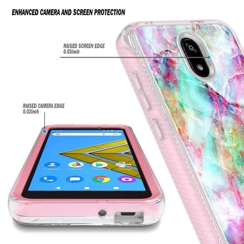 E-Began Case for BLU Wiko Ride (W-U300), Vision 2 (U304AC)/AT&T Radiant Core (U304A)/Cricket Icon with [Built-in Screen Protector], Full-Body Shockproof Protective Case Cover -Marble Design Fantasy