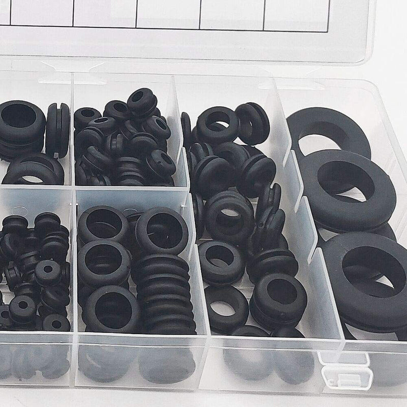 Rubber Grommet Kit 180pcs Electrical Wire Gasket Assortment Set with Organizer Case 8 Sizes for Cables Drilling Automotive Plumbing Repair