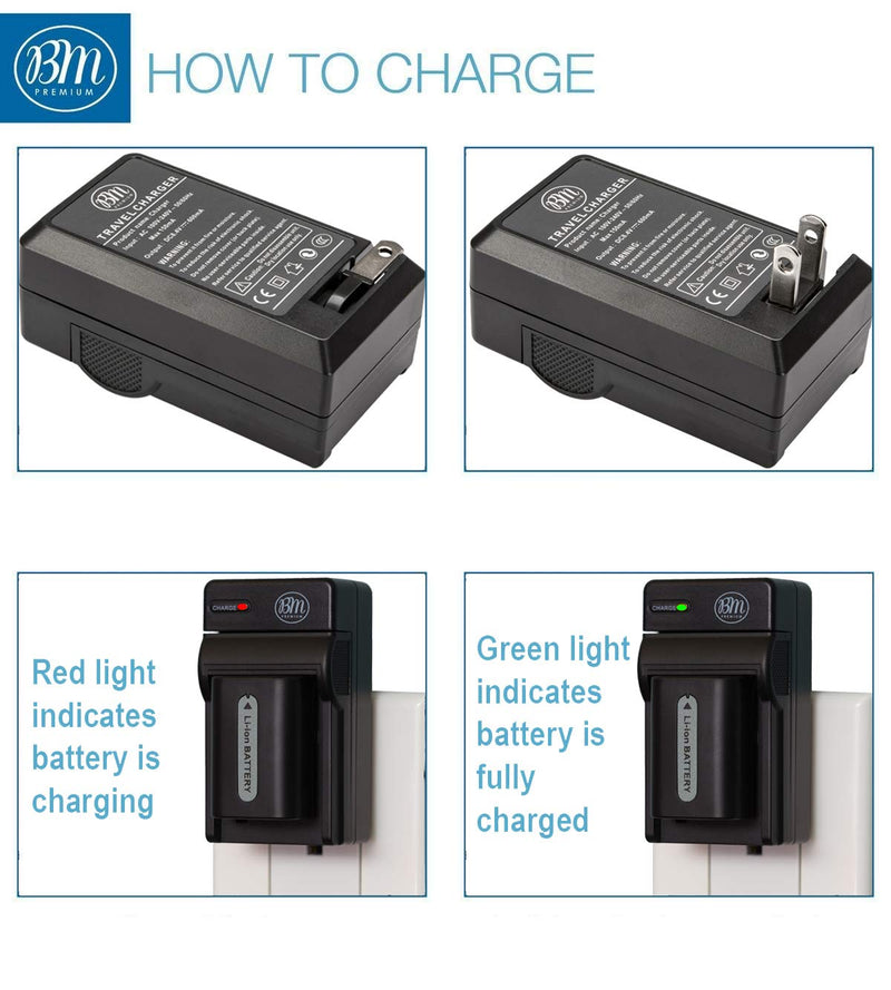 BM Premium 2 NP-FH50 Batteries and Battery Charger for Sony CyberShot DSC-HX1 DSC-HX100V DSC-HX200V HDR-TG5V Digital Cameras