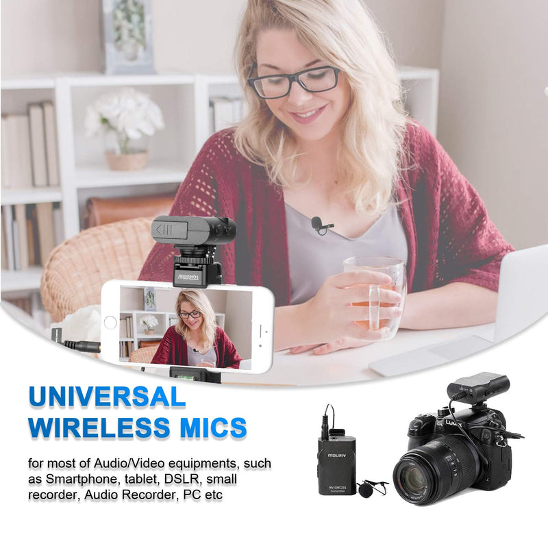 [AUSTRALIA] - MOURIV MV-GMC201 2.4G Wireless Lavalier Microphone System Compatible with iPhone 11 X 8 8 Plus 7 6 Smartphone,Canon 6D 600D Nikon D800 D3300 Sony A7 A9 DSLR GoPro Hero4 Hero3 Hero3+ Action Cameras 