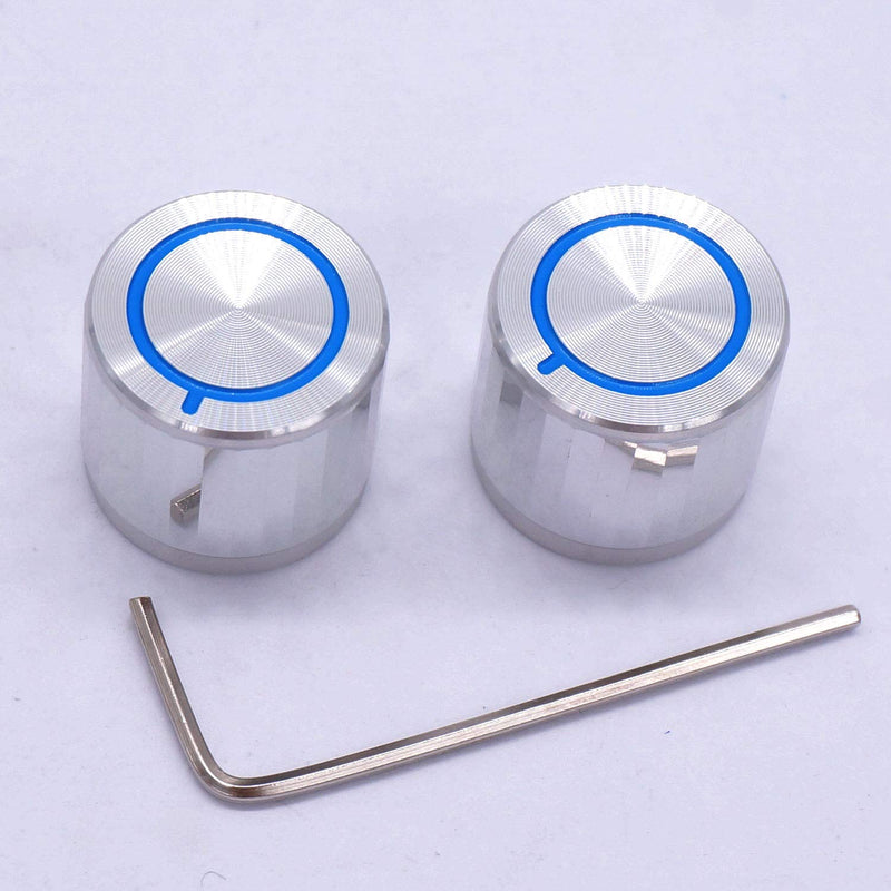 Taiss/ 2pcs Silver Aluminum Rotary Electronic Control Potentiometer Knob For 6 mm Diameter Shaft, Volume Control Knob, Audio knob, Guitar Knob，Switch Knob, 20mm dia. x 17mm height Knob-2