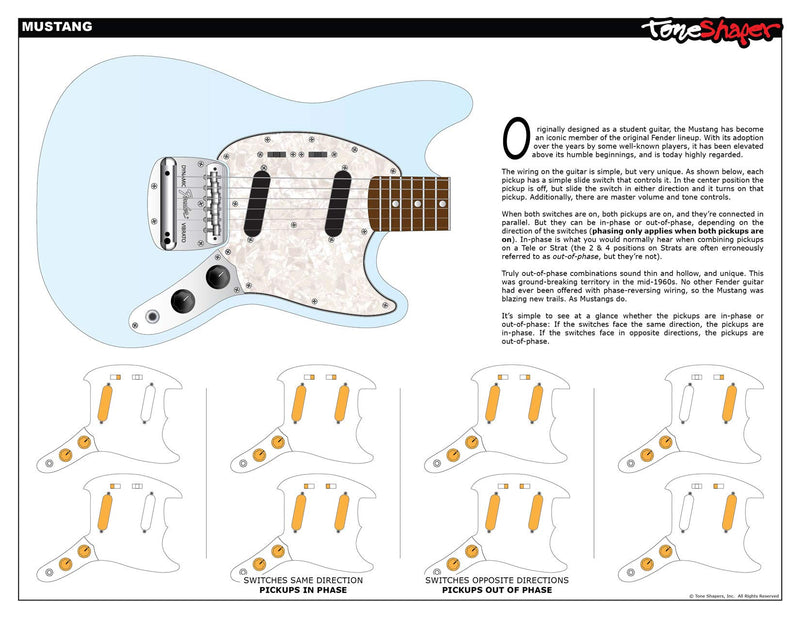 ToneShaper Guitar Wiring Kit, For Fender Mustang (White Switches)