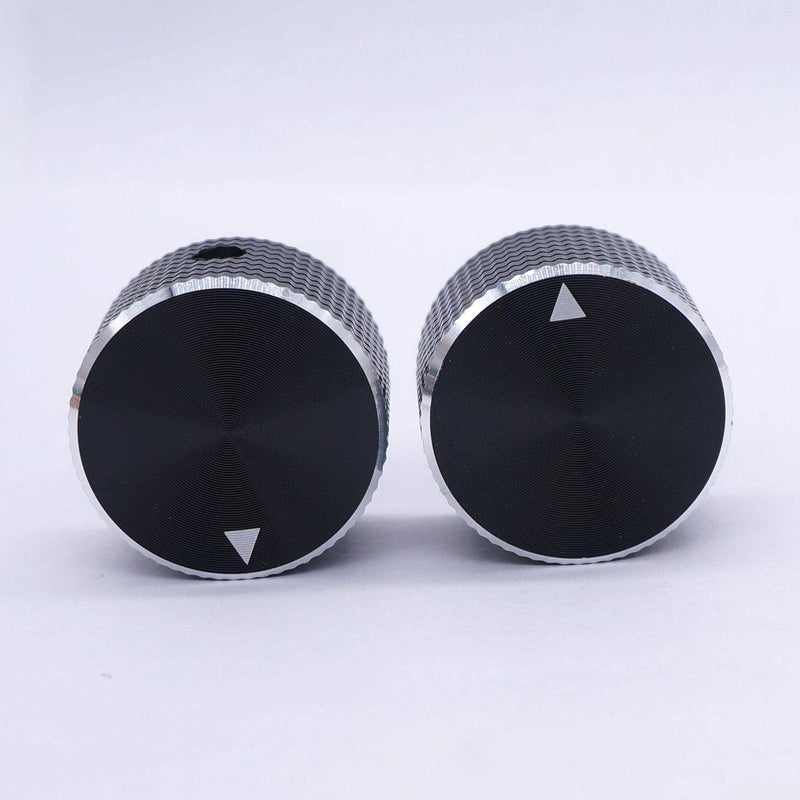 Taiss / 2Pcs 25 mmx15 mm 6.4mm / 0.25" Black Aluminum Rotary Electronic Control Potentiometer Knobs