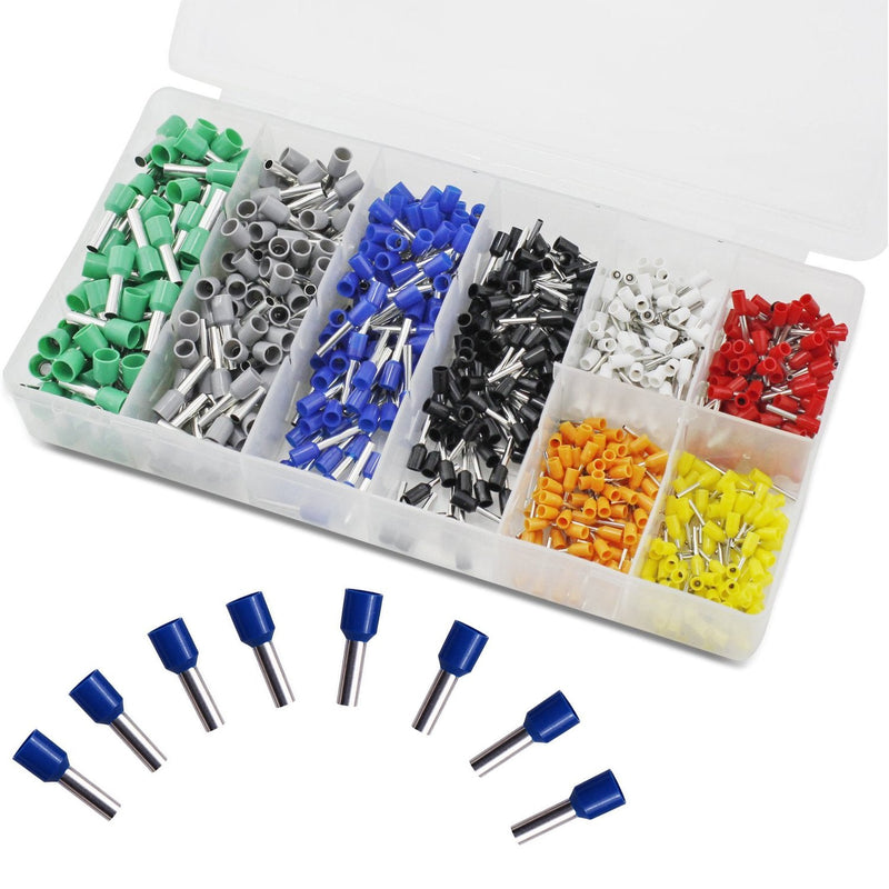 EL-SKY 800pcs Assortment Ferrule Wire Copper Crimp Connector, Wire Terminals Kit, Wire Connector Kit, Insulated Cord Pin End Terminal AWG 22-10 Kit