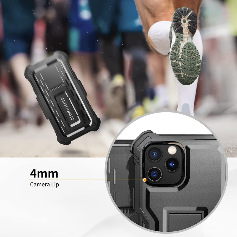 ExoGuard Belt Clip Holster for Apple iPhone 12 Pro Max Case 6.7 Inch Pioneer Series, Heavy Duty Belt Clip Holster and Adjustable with 360 Degree Rotation