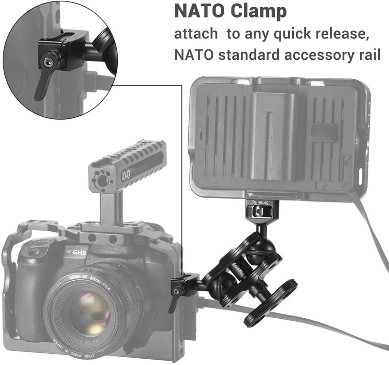 SmallRig Articulating Magic Arm with Screw Ballhead and NATO Clamp Ballhead, Monitor Mount for Field Monitor, Lights, Audio Recorders, DIY Camera Rig - 2071B