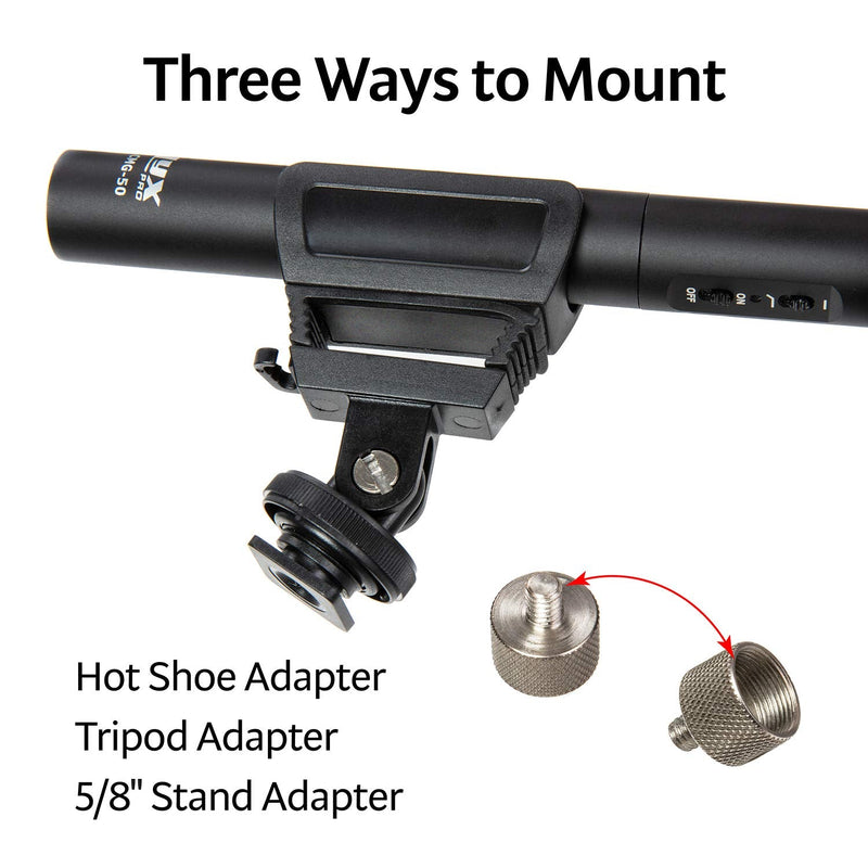 LyxPro CMG-50 Condenser Shotgun Microphone, Battery or Phantom Power for Professional Film, Video DSLR Camera Camcorder Television TV
