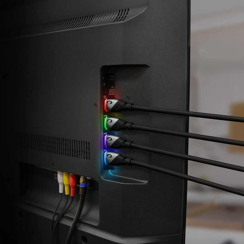 [AUSTRALIA] - Monster 6ft High Speed 4K HDR Hdmi Cables with Built-in Led Light, Gaming, Video, and Computer, 4 Pack 4 -Pack 