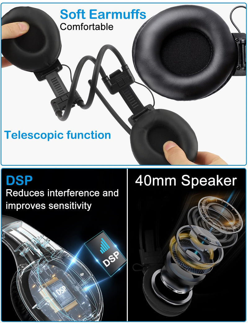 ZHIWHIS FM Portable Radio, Stereo Headsetwith LCD,Over Ear Foldable, Pocket Walkmen Conference Receiver, Small Wireless/Wired Headphones Operated by 2 AA Batteries for Walking/Running ZWS-308