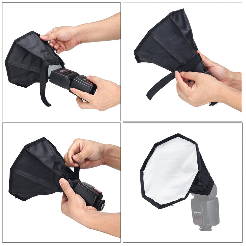 [AUSTRALIA] - waka Flash Diffuser Light Softbox, [2 Pack] Speedlight Softbox Collapsible with Storage Pouch - 8" Octagon Softbox + 8"x6" for Canon, Yongnuo and Nikon Speedlight 