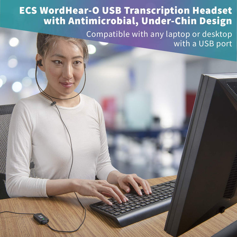 ECS WordHear-O USB Transcription Headset with Under-Chin Design