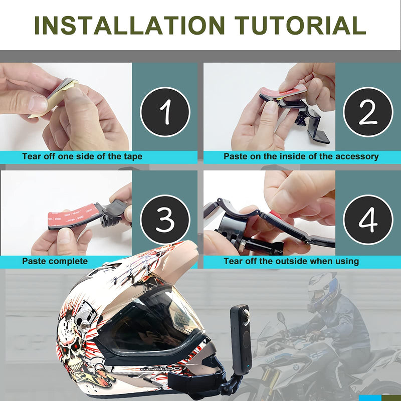 SRUIM Motorcycle Accessories Helmet Chin Mount Kit for Insta360 One X2, X, R, Go 2, GoPro Hero 10, 9, 8, 7, 6, 5, 4, Session, 3+, DJI Osmo Action 2, AKASO, SJCAM, Xiaomi Yi Action Cameras