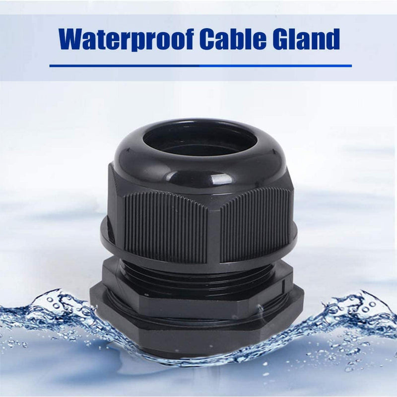 [AUSTRALIA] - uxcell 20 Pcs M22 Waterproof IP68 Nylon Cable Gland Joint Adjustable Locknut for 10mm-14mm Dia Cable Wire 