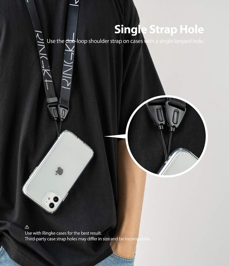 Ringke Lanyard Shoulder Strap Designed for Cell Phone Cases, Keys, Cameras & ID QuikCatch Adjustable Crossbody, Neck Strap String - Lettering Black