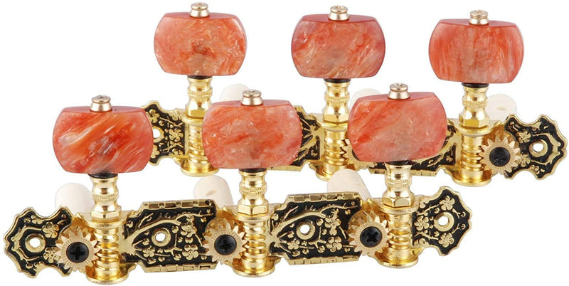 Mr.Power Guitar Tuners Machine Heads 3+3 Set Tuning Keys Machine Pegs for Classical Guitar(Black Style, Agate Color Button) Black Style