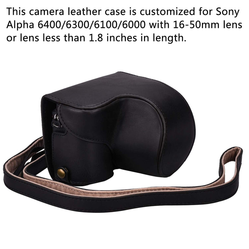 [AUSTRALIA] - XEVN for Sony a6300 case,for Sony a6000 case,Premium PU Full Body Leather Camera Case Bag for Sony Alpha a6300 a6000 a6100 a6400 Fit 16-50mm Lens with Camera Shoulder Strap(Black) black 