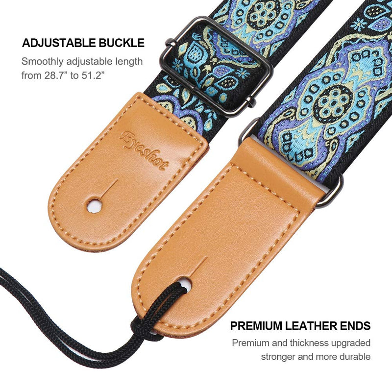 Ukulele Strap, Eyeshot Hawaiian Jacquard Blue Totem Ukelele Shoulder Strap, Suitable for Soprano Concert Tenor Baritone String Instruments