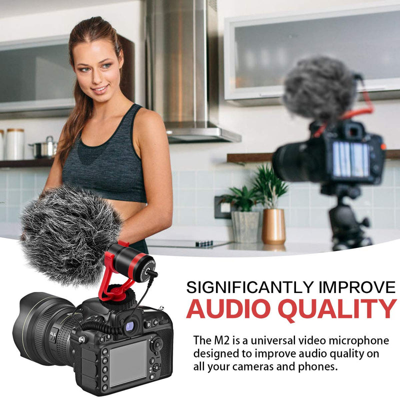 Video Microphone,Tikysky M-2 Camera Microphone Phone Mic for Smartphone iPhone DSLR Canon Nikon Sony Panasonic Fuji