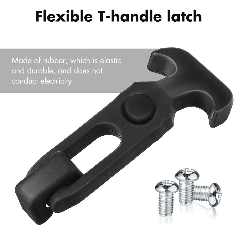 2 Pieces Rubber Flexible T-Handle Draw Latches and 2 Pieces Stainless Steel Cooler Hinges Molded Cooler Latch Kit with Screws for Tool Box Cooler Engineering Machine Hood Parts Replacement