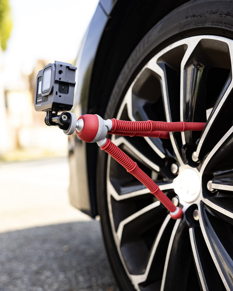 JOBY PodZilla Medium Kit, Tripod for Smartphones and Compact Mirrorless Cameras, Flexible Tripod with Ball Head Included and GripTight 360 Phone Mount, Devices up to 1 Kg, Red Medium Kit Red