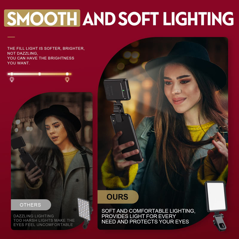 Rechargeable Soft Selfie Light for Phone, Camera, Laptop, 3000mAh Portable LED Light for Pictures, Phone Light Clip for Selfie, Vlog, TikTok, Makeup, Video Conference Black