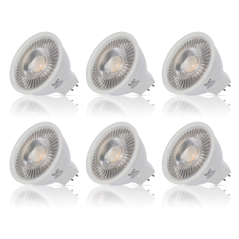 Simba Lighting LED MR16 5W 12V Light Bulb (6 Pack) 35W to 50W Halogen Spotlight Replacement for Landscape, Accent, Track Lights, Desk Lamps, FWM C EXN, GU5.3 Bipin Base, 2700K Warm White, Not Dimmable