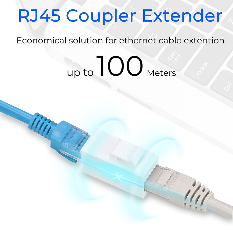 [AUSTRALIA] - Rapink RJ45 Coupler Inline Keystone Jack, Female to Female RJ45 Keystone Coupler 25 Pack for Ethernet Cat6/Cat5e/Cat5 Cable Extender with Gold Plated White 25 pcs 