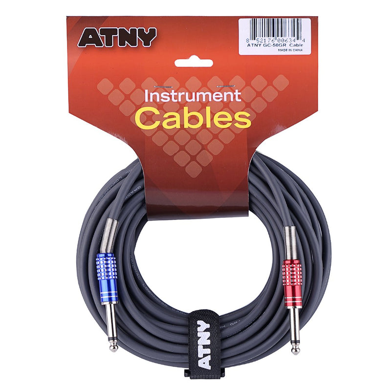 [AUSTRALIA] - ATNY Classic Electric Guitar Cable – Professional Grade Musical Instrument Amplifier Cord with Nickel-Plated Dual Straight Plugs [15 Feet] 15 Feet 