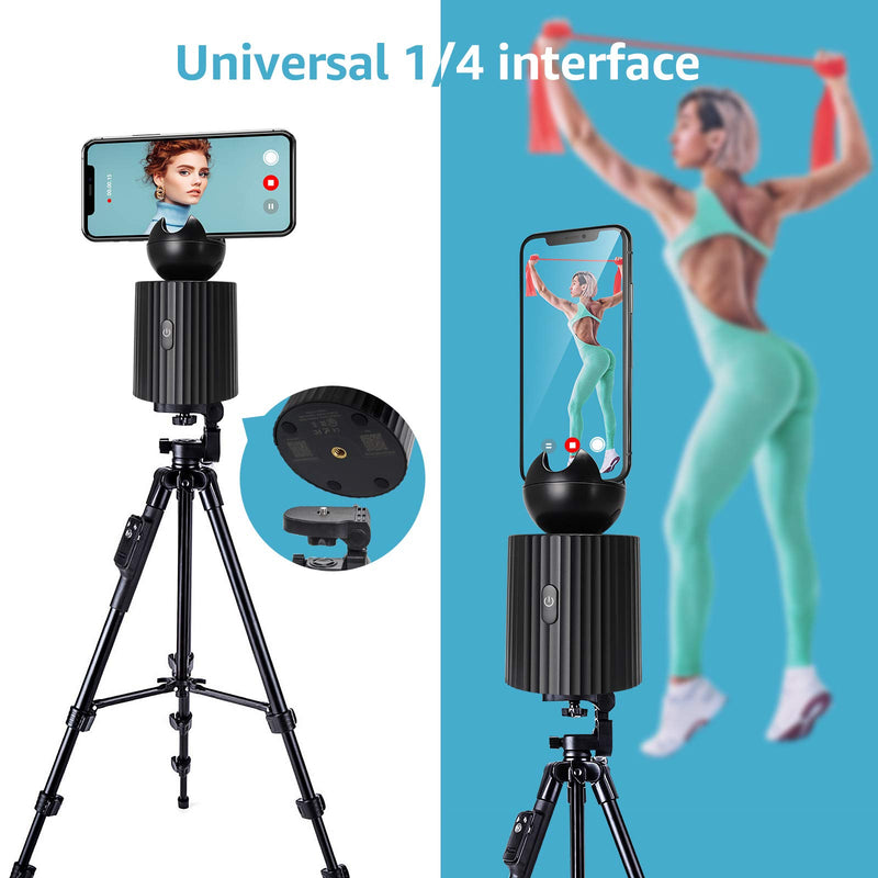 Capture Genie Smart Gimbals Stabilizer, 360° Rotation Auto Face Object Tracking Camera Mount, Hands-Free Photo or Video Phone Holder, Vlog Shooting Tripod Stand Selfie Stick for iPhone and Android Black