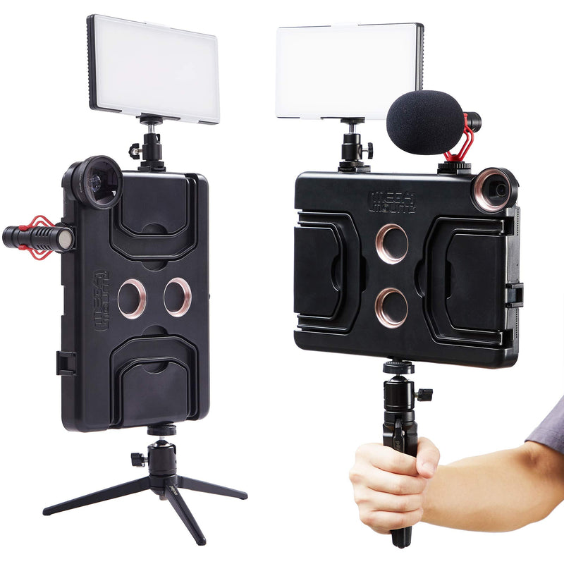 MegaMount Multimedia Rig Case Video stabilizer for Apple iPad Pro 12.9 inch *[2018 3rd GEN ONLY]* Easily Attach Lenses, Lights, Microphones. Great for Video Recording. Mounts on Tripods and Monopods