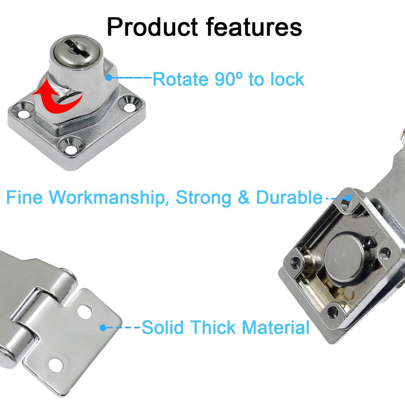 Kyuionty 2Pcs Keyed Hasp Locks 2.5 Inch Twist Knob Keyed Locking Hasp, Metal Safety Hasp Latches Keyed Different for Small Doors, Cabinets (Sliver) Sliver