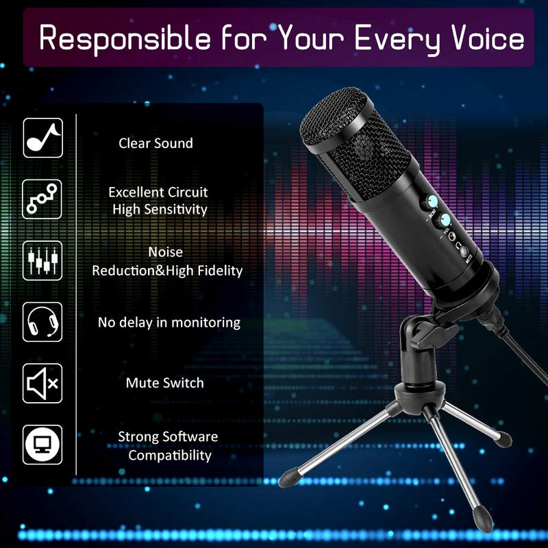 [AUSTRALIA] - USB Microphone,Podcast Multipurpose Condenser Microphones for Computer,Laptop,Plug&Play Microphone with Desktop Stand for Gaming,Recording,Broadcasting,Meeting,Voice Overs and Streaming 
